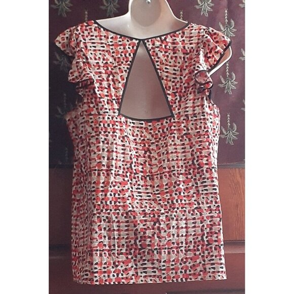 Ann Taylor Top Blouse Flutter Cap Sleeve Cutout Back Spring Summer Top 8 - Picture 2 of 16